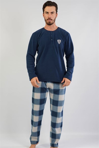 Gazzaz Erkek (Mavi) Uzun Kollu Altı Kareli Pijama Takımı 1031330265