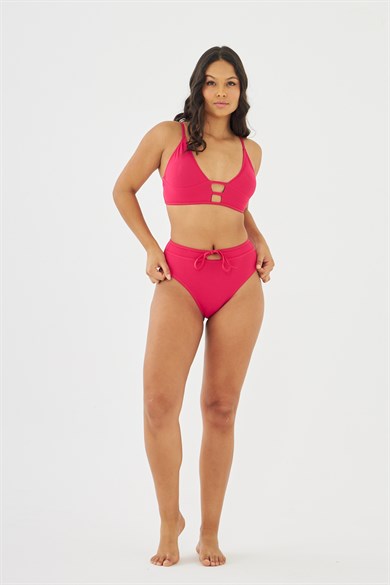 HMM Kadın Fuşya Yüksek Bel Büstiyer Bikini BB22-ST179