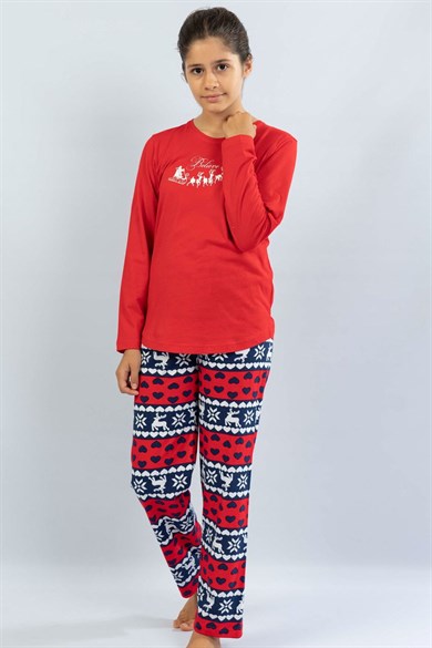 Vienetta Kız Çocuk (Kırmızı) Uzun Kollu Pijama Takım 1062212557