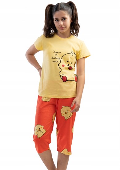 Vienetta Kız Çocuk (Sarı) Kısa Kollu Kapri Pijama Takımı 1112550638